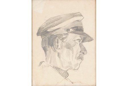 Bine Jekabs (1895–1955), Portrait, paper, graphic, pencil, 23,5 x 18 cm